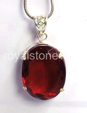 92.00 CT Natural Red Ruby Oval 925 Solid Silver Pendant Free Chain IGL Gems 6FHQ picture