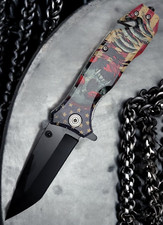 Tiger-USA American flag - Red Eye Skull Spring Assisted picture
