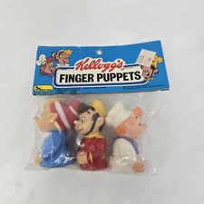 READ 1984 Kellogg's Rice Krispies Snap Crackle Pop Finger Puppets New Vintage picture