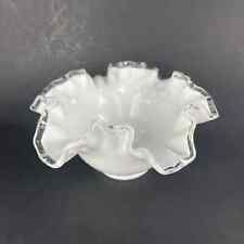 Fenton Vintage Silver Crest Milk Glass Double Crimped Bowl 7” picture