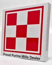 VINTAGE Purina Mills, Inc. Checkerboard Dealer Flange Sign CIRCA 1997 NEW IN BOX picture