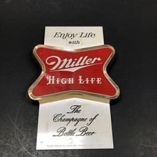 Vintage Miller High Life Beer Plastic Wall Sign Plaque Champagne of Bottle Beer picture
