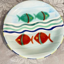 Vtg Italian Ceramic Fish Plate Hand Painted De Simone Style Nautical Decor READ picture