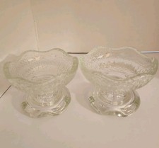 Anchor Hocking Clear Pebbled Glass Taper or Votive Candleholders Pedestal... picture