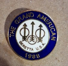 Vtg 1988 Beretta USA Firearms Logo Lapel Pinback Enameled Pinback Grand American picture