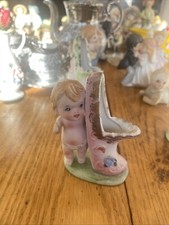 Baby With Diaper On And Shoe Planter Bud Vase Pink Shoe picture