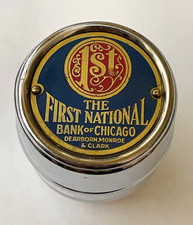 The First National Bank of Chicago Metal Barrel Coin Bank Piggy Bank (No Key) picture
