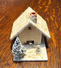 VTG 1930s Japan Putz House Removable Shell Coconut/Mica Snow Original Light Clip picture