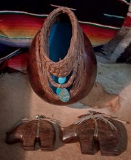 *AWESOME  NATIVE AMERICAN  ART VERY NICE QUALITY 3 PCS NAVAJO * picture