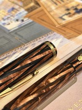 Vintage Waterman Ink-Vue Large Brown Striped Fountain Pen, 14k Nib, Unrestored picture