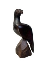 Vintage Hand Carved Wood Wooden Carving Perched Eagle on Rock 11” picture