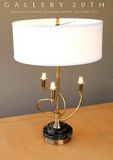 WOW VINTAGE TRI-LITE ITALIAN MARBLE MCM MUTAL SUNSET SPUTNIK BRASS LAMP 1950S picture