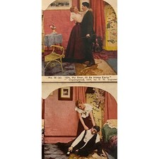 Atq Stereoscope Stereograph (2) Photo Cards Color Litho Circa Late 1800s Couple picture