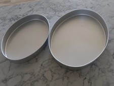 Set Of 2 Vintage Wilton Oval Shape Alumimum Cake Pan picture