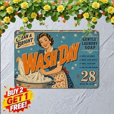 Vintage Laundry Detergent Advertisement Metal Tin Sign Retro Bathroom Wall Decor picture