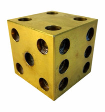 Vintage Large Heavy Brass Boardgame Gaming Die Dice 3” picture