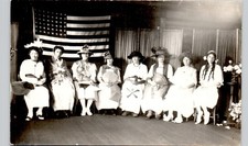 PATRIOTIC PLAY THEATRE COSTUMES c1910 postcard portrait real photo rppc named picture