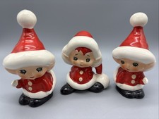 Lefton Santakins Green Eyed Pixie Salt & Pepper 3 Vintage Pieces picture