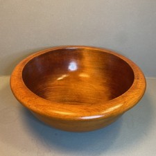 Vintage Hand-Turned Solid Wood Bowl 9.5” Rustic Salad Fruit Serving Bowl picture