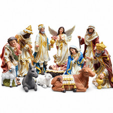 12 Inch Nativity Set, 12 Piece Resin Christmas Scene with Holy Family Nacimiento picture