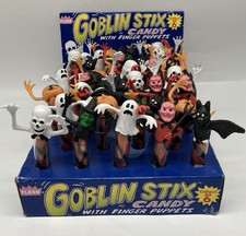 Rare Vintage 1980s Fleer Goblin Stix Halloween Finger Puppets Candy Display 👻🎃 picture