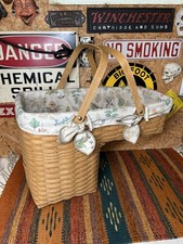 Longaberger Hostess Odds & Ends Stair Step Basket w/Botanical Liner & Protector picture