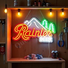 Rainier Beer Mountain LED Neon Sign With Dimmer USB Powered Adjustable Light picture