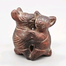 Vintage Colima Dancing Dogs Figurine Terracotta Mexican Folk Art Pottery 3
