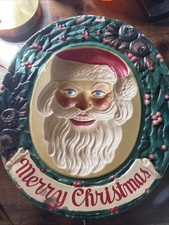 Vtg Christmas 1950’s Santa Follows You Inc Vacuform Wreath Light Up FlatbackREAD picture
