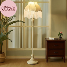 Victorian Scallop Lamp Shade Large Bell Shape Fringe Tassel Cream White picture