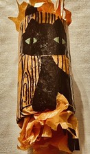1 vintage Black Cat Green Eyes Halloween Crepe Paper Party Favor W/prizes  picture