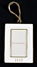 Pottery Barn Ivory Gold Enamel Rectangle Photo Frame 2025 Christmas Ornament picture