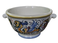 Vintage Hall Pottery Soup Cereal Bowl Ceramic Winged Floral Dragon #2582 USA picture