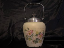 Antique 19th-century Victorian Glass Biscuit / Cracker Barrel Jar, Mt Washinton picture