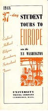 1948 Student Tours to Europe via the SS Washington University Travel Company picture