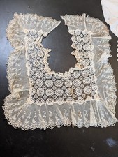Vintage Victorian Edwardian Sheer Ruffle Lace Dress Bib Yoke Collar Craft TLC picture
