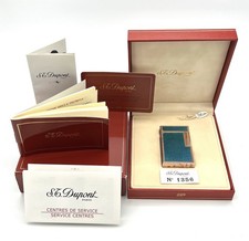   Dupont China blue 'Textured' lacquer lighter (big line 1) NEW in box picture