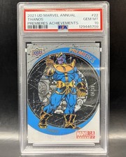 2021-22 Upper Deck Marvel Annual Premieres Achievements #22 THANOS /99 PSA 10 picture