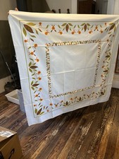 Jewel Tea Autumn Leaf Linen Table Cloth 48x52 Hall’s Autumn Leaf Look NICE picture