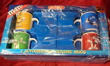 Vintage M&Ms Autographed Ceramic Mugs Gift Set Boxed 4 Pack Collectible New picture
