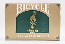Vintage Sealed Bicycle Atlanta 1996 Olympics Playing Cards Set In Leather Case picture