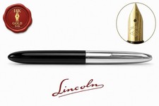 LINCOLN Fountain Pen Piston Nib GOLD 14K M Writes Vintage 1960 picture