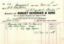 1925 August Gemünder & Sons Violin Billhead picture