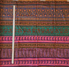 Vintage THC Hawaiian Textiles Thick Cotton Stripe 12462 Fabric 2.5 Yds Neon 1955 picture