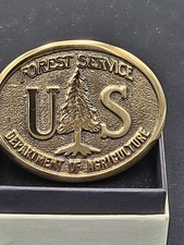 Vintage 1985- US Forest Service  Dept Of Agriculture Solid Bronze.Belt Buckle picture
