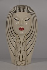 Vintage Sarsaparilla Art Deco Woman's Bust Head Vase Pottery Egyptian Revival picture