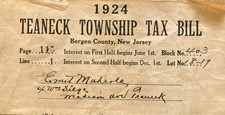 1924 Teaneck Township New Jersey Property Tax Bill picture