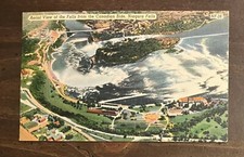 Vintage Linen Postcard Niagara Falls Aerial View- COLOURPICTURE K235 picture