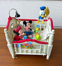 Vintage Enesco Disney Baby Mickey Minnie Donald Crib Commotion Musical Box picture