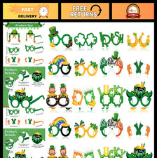 32 Pcs St. Patrick's Day Green Eyeglasses Props - Shamrock Costume Photo Booth S picture